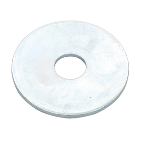 The Sealey Repair Washer M10 x 38mm Zinc Plated (Pack of 50 - RW1038) is a flat, circular washer with a central hole, packaged in a resealable bag.