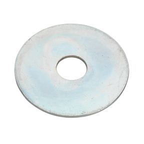 The Sealey Repair Washer M10 x 50mm Zinc Plated Pack of 50 - RW1050 is a round washer with a central hole, designed for use as a spacer or load distributor in various mechanical applications.