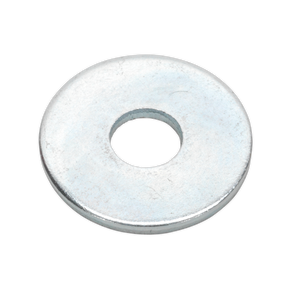 The Sealey Repair Washer M6 x 19mm Zinc Plated Pack of 100 (RW619) features a central hole and is designed for use with bolts and nuts to distribute load efficiently.