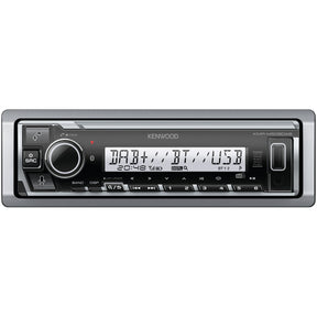 A Sparex Radio - DAB with Bluetooth connectivity, featuring a short body design and support for Android and iPod-iPhone devices, a digital display reading "DAB+ Digital radio," various buttons, Spotify app compatibility, and USB receiver functionality (model S.151006).