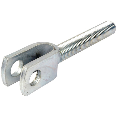 The Ratchet Link - Clevis End, RH - S.15879 by Sparex is a metal rod featuring a threaded shaft with a UNC thread size and an open-ended fork at one end, equipped with two holes for secure connections.