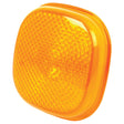 The Sparex Replacement Lens, part number S.22401, is a square-shaped amber reflector featuring a textured surface and rounded edges. It is designed to fit models S.13095, S.13096, and S.20471 and is made from durable polycarbonate for use as an indicator replacement lens.