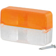 Here's an improved version of the sentence using the given product data:

"The Sparex Replacement Lens, designed to fit models S.56139 and S.56122 (Sparex Part No. S.56205), features a durable polycarbonate construction in orange and white with a rectangular shape, complete with an accompanying screw.