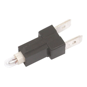 Here is a close-up view of the Rocker Switch Bulb and Socket by Sparex, featuring two metal prongs and a small clear bulb at its end. This electrical component is universally designed for fitting, operating at 12V 80mA, and measures 12mm x 12mm. The Sparex Part No. is S.10496.