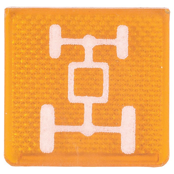 The Rocker Switch Insert - 4WD by Sparex (Part No. S.23156) features an orange button with a white icon illustrating a vehicle's 4WD system, detailing the drivetrain connecting all four wheels.
