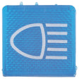 Sparex offers the Rocker Switch Insert - Main Beam (Part No. S.13402), a blue rectangular switch featuring a symbol of an illuminated headlight, designed to control the main beam of a vehicle.