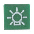 The Rocker Switch Insert - Main Beam by Sparex (Part No. S.23149) features a green button with a white light bulb icon, specifically designed to indicate light or power-related functions.