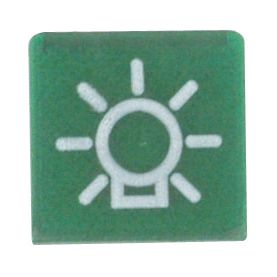 The Rocker Switch Insert - Main Beam by Sparex (Part No. S.23149) features a green button with a white light bulb icon, specifically designed to indicate light or power-related functions.