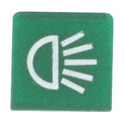 Green icon with a white headlight symbol emitting rays to the right, often found on the Sparex Rocker Switch Insert - Side (Sparex Part No. S.13401), indicating vehicle headlight status.