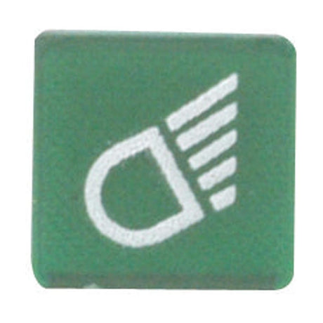 A green dashboard warning light indicator with the symbol of a headlamp and three horizontal lines, typically indicating that the work lights or headlights are on, can be replaced by the "Rocker Switch Insert - Work Lights" from Sparex, Part No.S.57361.