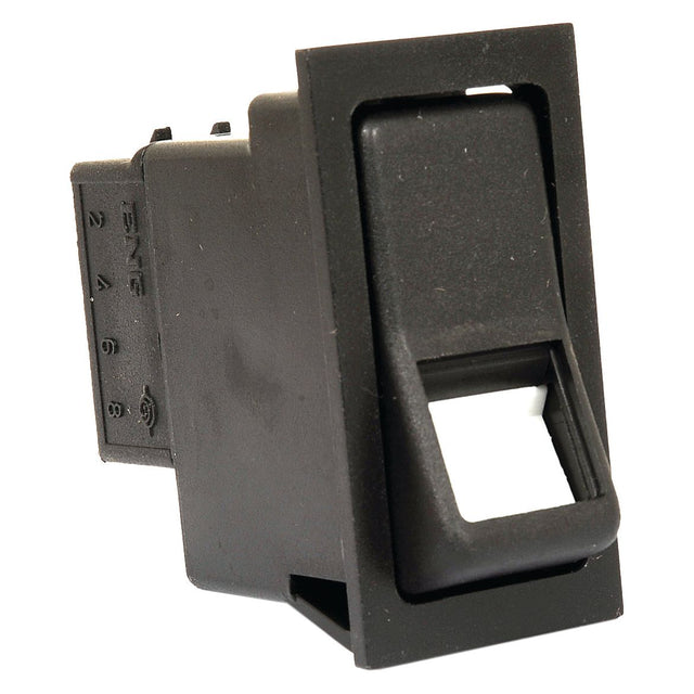 A black rectangular latching rocker switch with a window and numbered side markings, featuring an IP65 rating; product code S.23150 from Sparex.