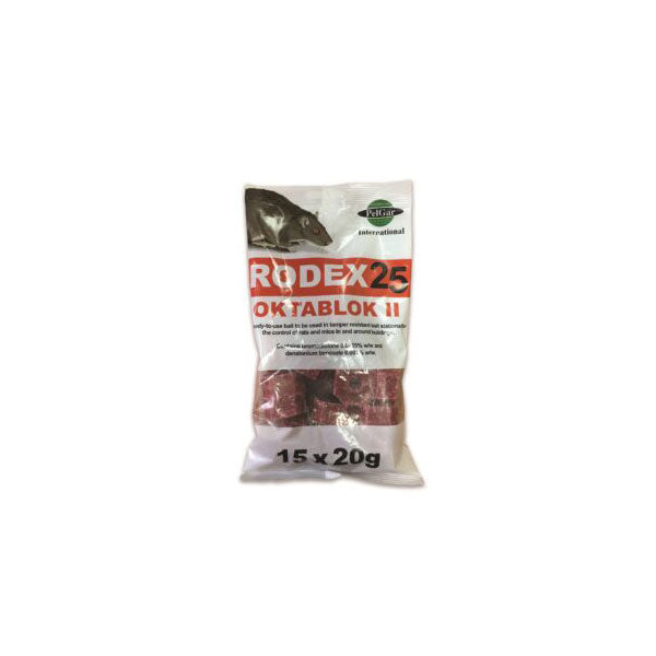 Rodex 25 Oktablok II – 300g Pack | Highly Effective Rodent Bait | RODEXBLK