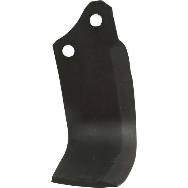 The Rotavator Blade Square LH 60x7mm from Sparex, featuring a black metal blade with two 14.5mm holes spaced 40mm apart near the top and a curved lower edge, is compatible with Kverneland equipment (MA1302180 | Sparex Part No.S.72376).