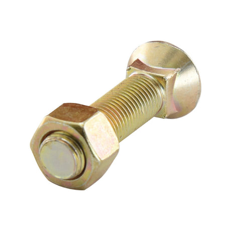 A Sparex Round Countersunk Square Hex Bolt & Nut (TFCC) - 7/16'' x 32mm with a tensile strength of 8.8, positioned horizontally on a white background.