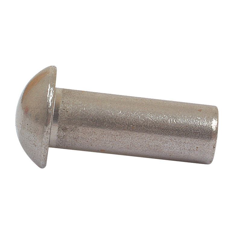 A Sparex Roundhead Rivet (M6.0 x 30mm) with a smooth surface and domed head, viewed from the side against a plain white background, adheres to DIN Standard.