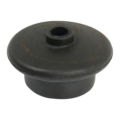 A worn black rubber boot with a circular shape and a central hole, often found in Sparex gear lever assemblies for Nuffield tractors (Rubber Boot for Gear Lever | Sparex Part No.S.58716).