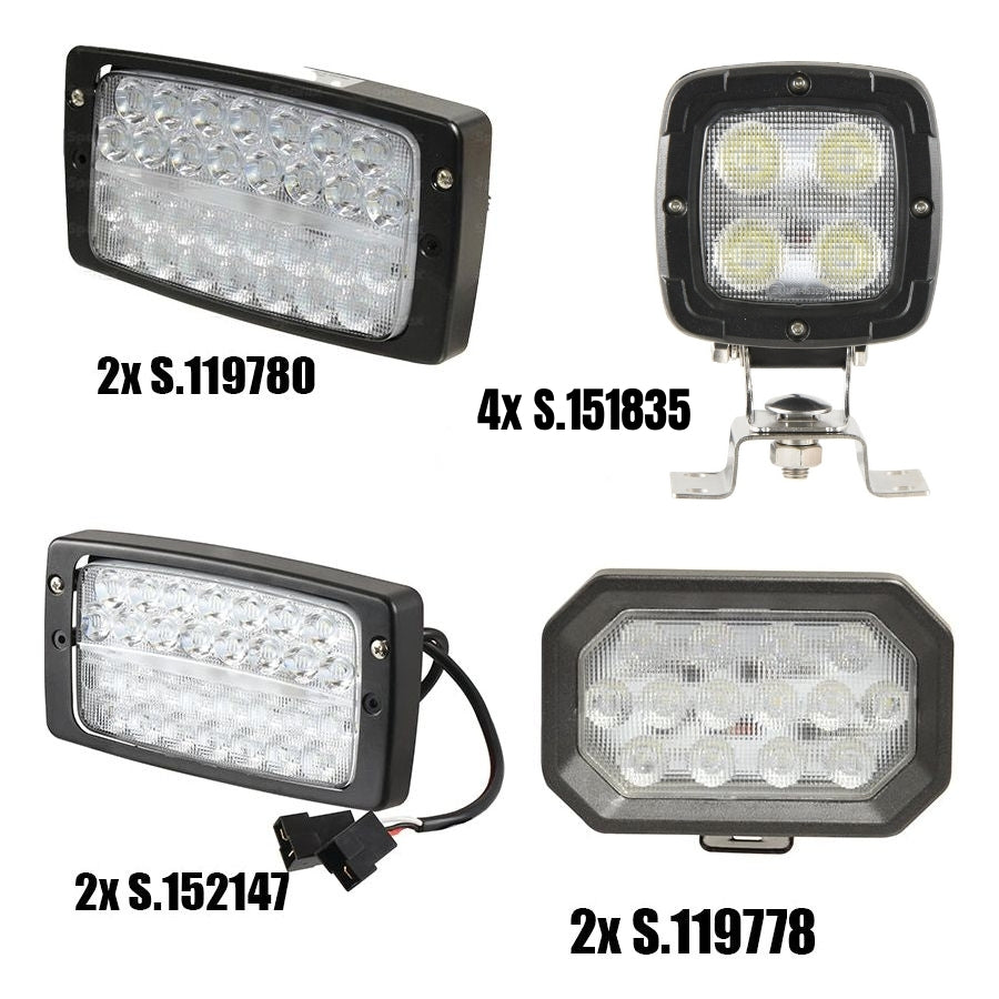 Fendt Com 3 LED Work Light Kit Complete for 400/700/800 Series Tractors