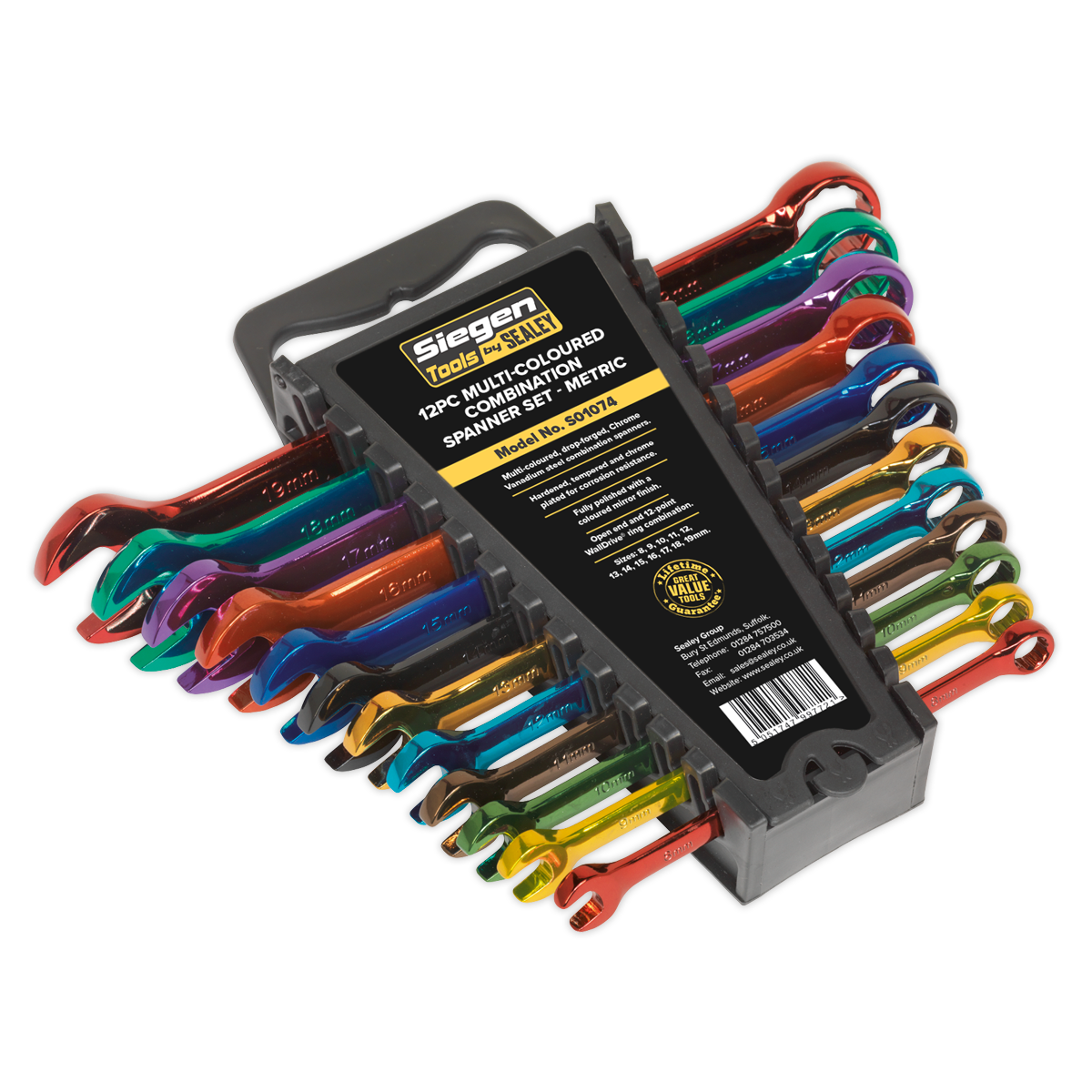 Combination Spanner Set 12pc Multi-Coloured Metric - S01074 - Farming Parts