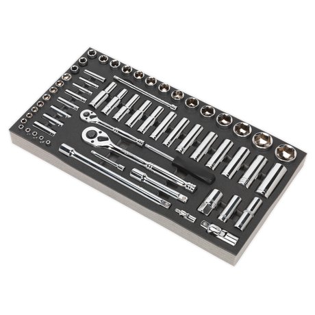 Tool Tray with Socket Set 62pc 1/4" & 1/2"Sq Drive Metric - S01122 - Farming Parts