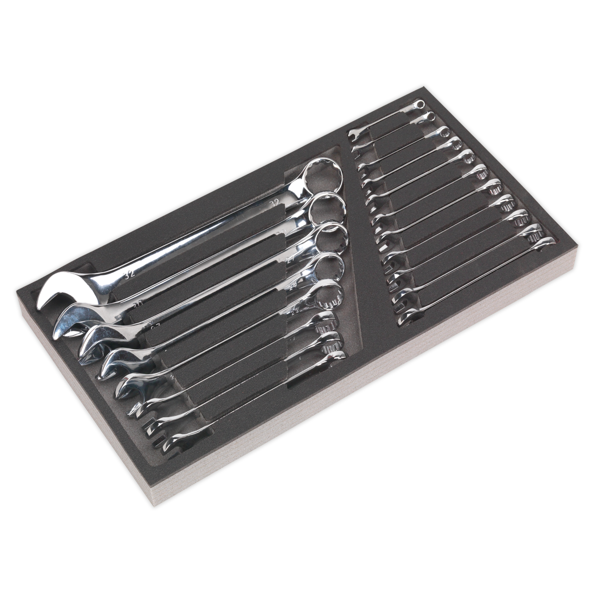 Tool Tray with Combination Spanner Set 19pc - Metric - S01123 - Farming Parts