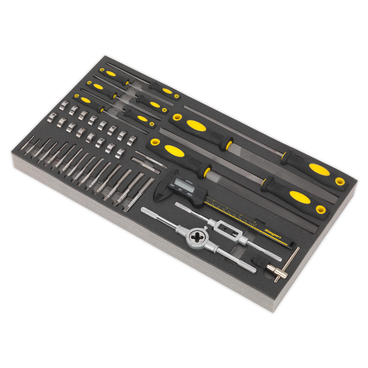 Tool Tray with Tap & Die, File & Caliper Set 48pc - S01132 - Farming Parts