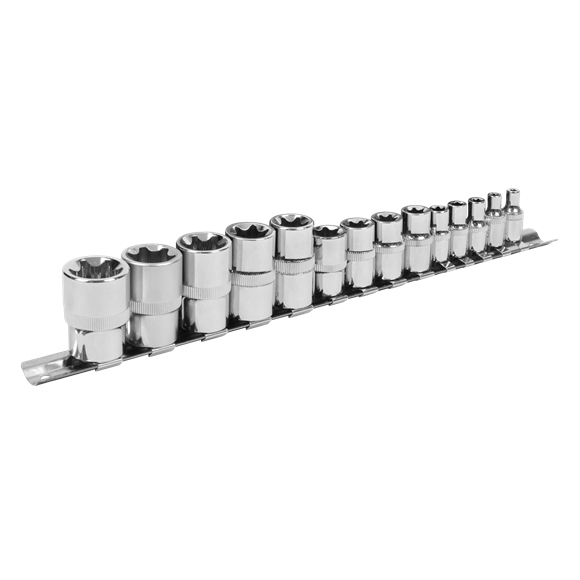 Sealey | Siegen TRX-Star* Socket Set E4-E24 1/4", 3/8" & 1/2"Sq Drive 14pc - S01265