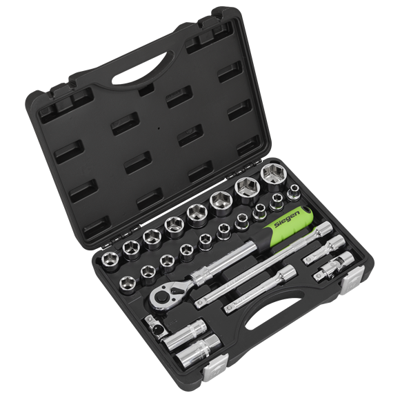 Sealey | Siegen Extendable Ratchet Socket Set 1/2"Sq Drive 26pc - S01288