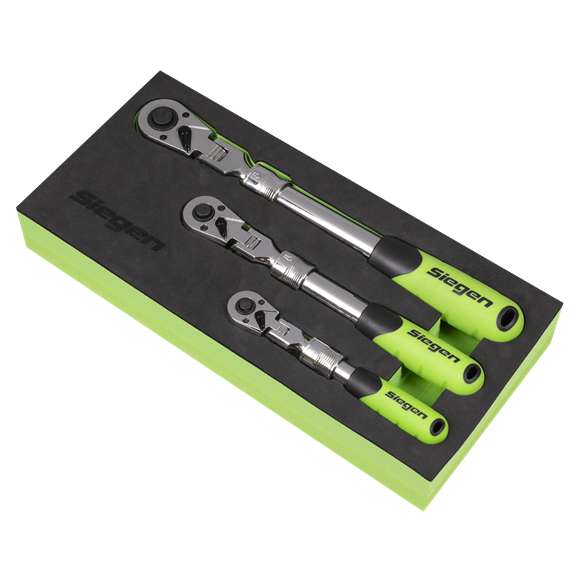 Siegen Extendable Flexi-Head Ratchet Wrench Set 3pc - SE-S01297