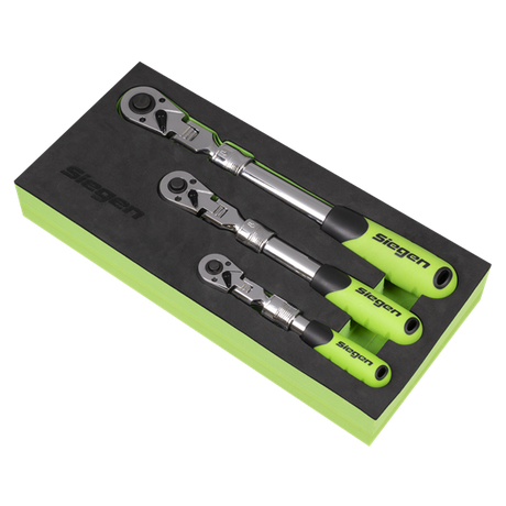 Siegen Extendable Flexi-Head Ratchet Wrench Set 3pc - SE-S01297