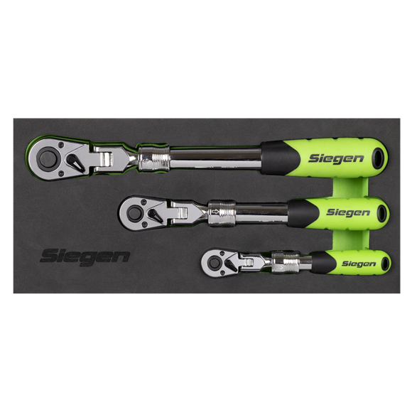 Siegen Extendable Flexi-Head Ratchet Wrench Set 3pc - SE-S01297