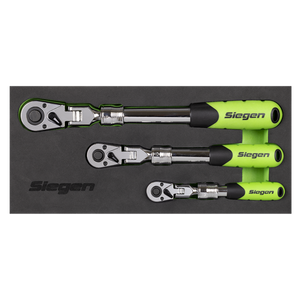 Siegen Extendable Flexi-Head Ratchet Wrench Set 3pc - SE-S01297