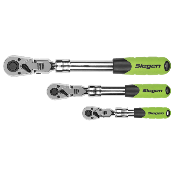Siegen Extendable Flexi-Head Ratchet Wrench Set 3pc - SE-S01297
