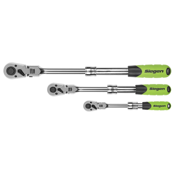 Siegen Extendable Flexi-Head Ratchet Wrench Set 3pc - SE-S01297