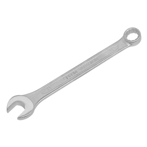 The Sealey Combination Spanner 11mm - S0411 is a top-notch tool crafted from durable Chrome Vanadium steel. It features one open end and one closed loop end, and is presented against a plain white background. This high-quality spanner also comes with a lifetime guarantee.