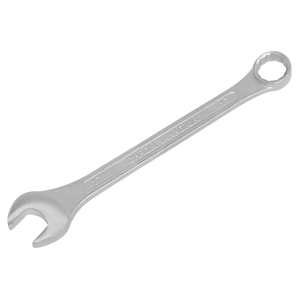 The Sealey Combination Spanner 17mm (S0417), crafted from durable Chrome Vanadium steel, features an open-end on one side and a box-end on the other, and is backed by a lifetime guarantee.