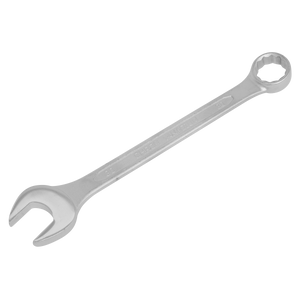 A Sealey Combination Spanner 30mm - S0430 made of Chrome Vanadium steel, featuring an open-end and a box-end on opposite sides, lying flat on a white background. This quality tool comes with a lifetime guarantee.