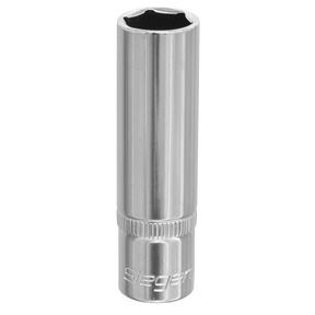 A shiny, silver WallDrive® Socket 13mm Deep 3/8"Sq Drive (model S0591) made from durable Chrome Vanadium steel with the brand name "Sealey" engraved at the bottom section.