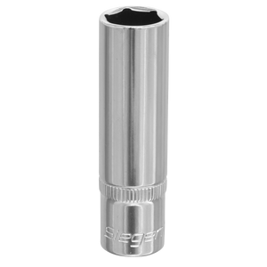 A shiny, silver WallDrive® Socket 13mm Deep 3/8"Sq Drive (model S0591) made from durable Chrome Vanadium steel with the brand name "Sealey" engraved at the bottom section.