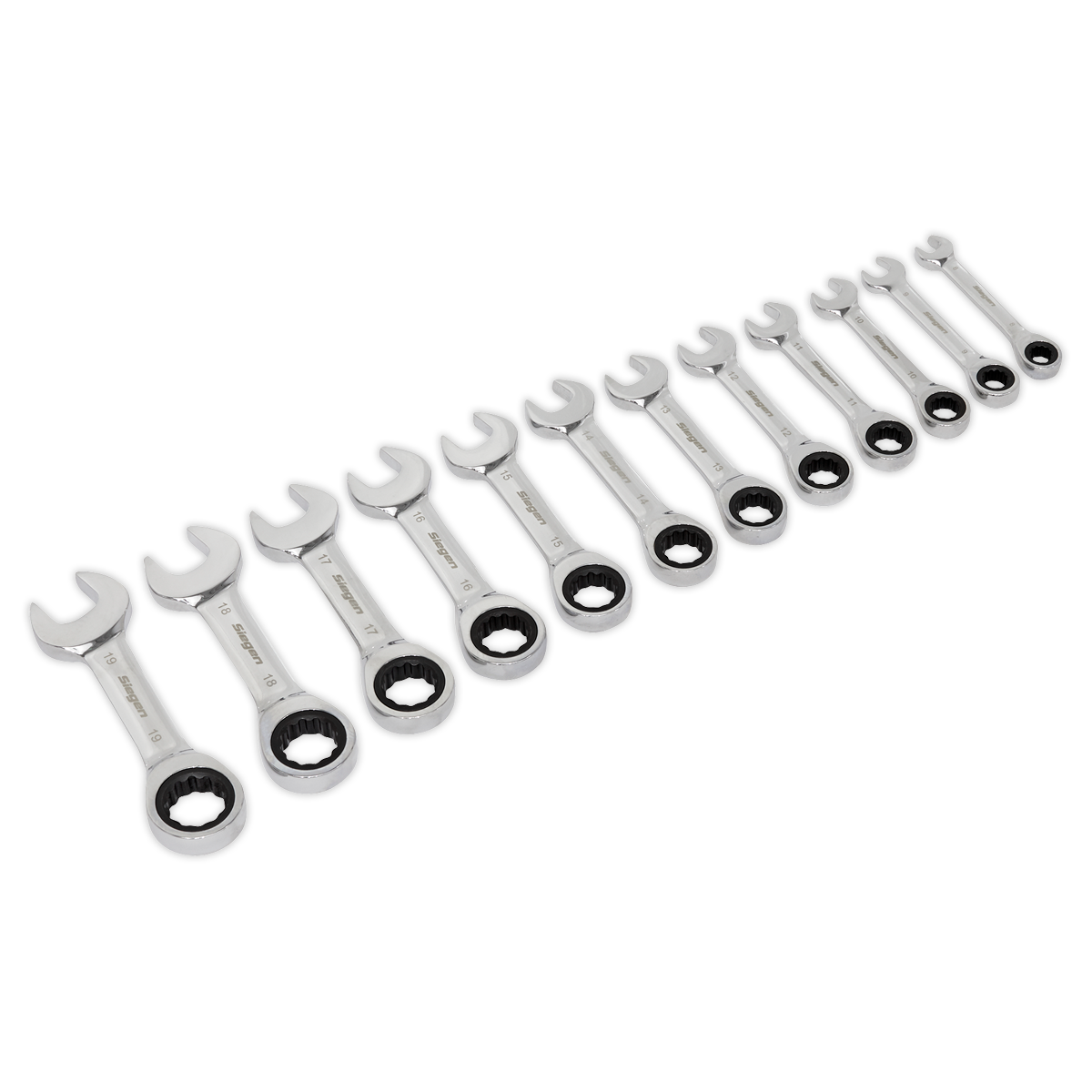 Stubby Ratchet Combination Spanner Set 12pc Metric - S0633 - Farming Parts