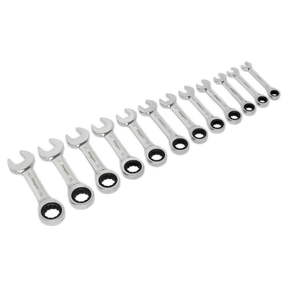 Stubby Ratchet Combination Spanner Set 12pc Metric - S0633 - Farming Parts