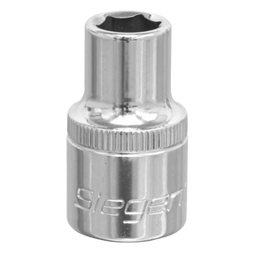 A high-quality Sealey WallDrive® Socket 10mm 1/2"Sq Drive (S0648), featuring a chrome finish, crafted from durable chrome vanadium steel and marked with the Siegen brand.