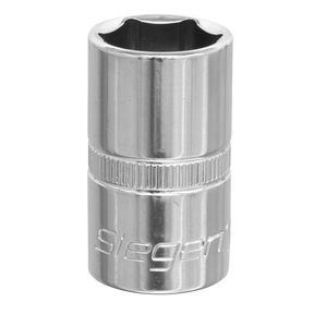 A close-up of the Sealey WallDrive® Socket 16mm 1/2"Sq Drive (S0654) featuring a knurled grip and a hexagonal opening, crafted from durable Chrome Vanadium steel.