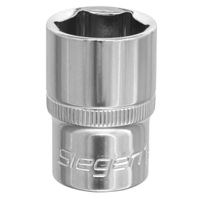 A WallDrive® Socket 19mm 1/2"Sq Drive - S0657 from the brand Sealey, featuring a chrome hexagon design with a knurled grip section, crafted from Chrome Vanadium steel for lasting durability.