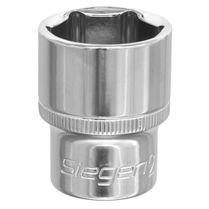 A shiny, metallic WallDrive® Socket 23mm 1/2"Sq Drive - S0660 made from Chrome Vanadium steel with the brand name "Sealey" engraved on it.