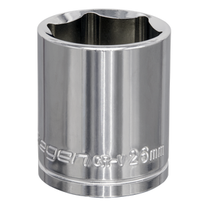 A Sealey WallDrive® Socket 26mm 1/2"Sq Drive (S0662) made from chrome vanadium with the marking "Egen CR-V 26mm" engraved near the base.