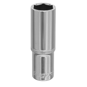 A WallDrive® Socket 19mm Deep 1/2"Sq Drive - S0675 with a chrome finish, manufactured by Sealey, featuring a durable Chrome Vanadium steel socket for reliable performance.