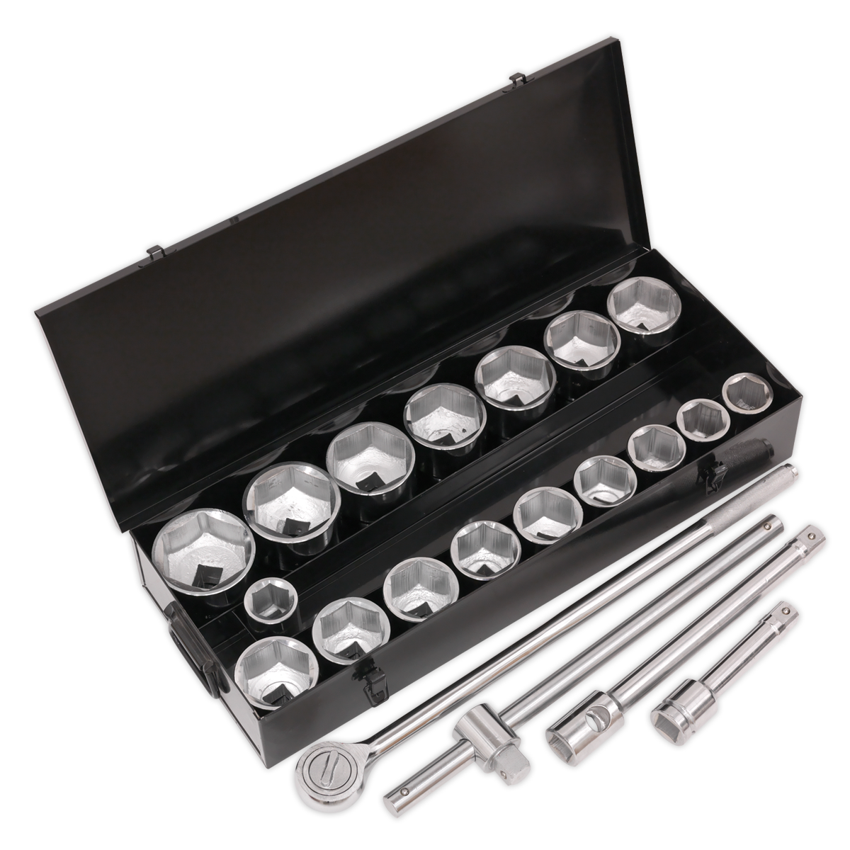 Socket Set 21pc 1"Sq Drive 6pt WallDrive® Metric - S0768 - Farming Parts