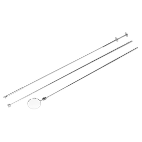 Three silver-colored telescoping inspection mirrors with handles, arranged side by side on a white background, are perfect for pairing with the Magnetic Pick-Up, Flexible Claw & Inspection Tool Set 3pc (S0949) from Sealey for thorough inspections.