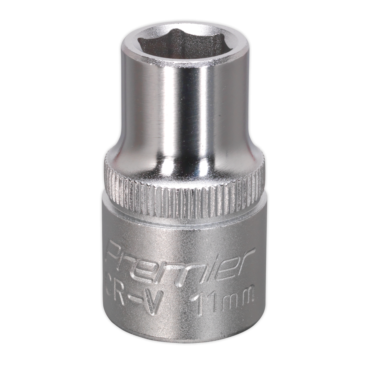 A close-up image of the Sealey WallDrive® Socket 11mm 1/2"Sq Drive - S1211, expertly crafted from Chrome Vanadium steel.