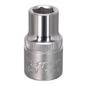A close-up image of the Sealey WallDrive® Socket 11mm 1/2"Sq Drive - S1211, expertly crafted from Chrome Vanadium steel.